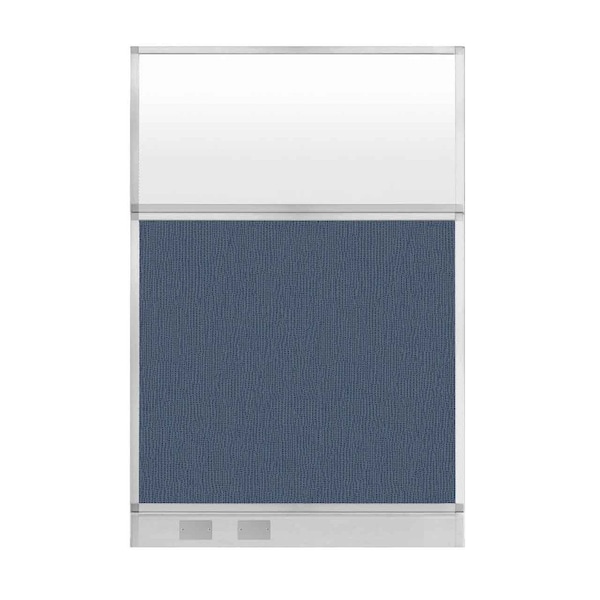 Hush Panel Configurable Cubicle Partition 4' x 6' Ocean Fabric Frosted Window w/ Cable Channel